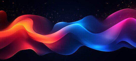 Wall Mural - Vivid Blue and Red Abstract Flowing Waves on a Black Background, Dynamic and Modern Design Element