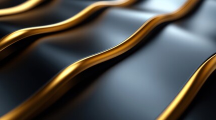 Canvas Print - Abstract wavy black & gold luxury background