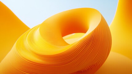 Canvas Print - abstract geometric swirls, bright yellow folded paper sculpture, modern 3d minimal design