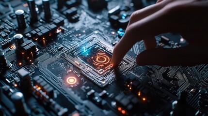 Finger touch electronic screen, AI intelligent concept