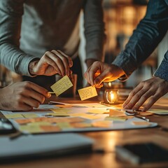 Leinwandbilder - Image of entrepreneurs collaborating on a project, showcasing teamwork and innovation in a startup environment.