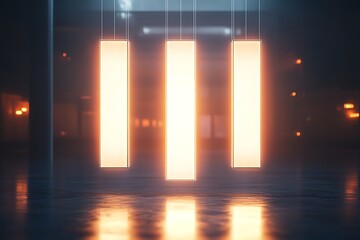 Leinwandbilder - A modern digital showcase featuring three glowing rectangles against a stylish background.