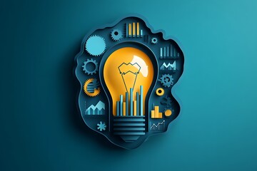 Leinwandbilder - Infographic illustrating a marketing strategy concept featuring a lightbulb design.