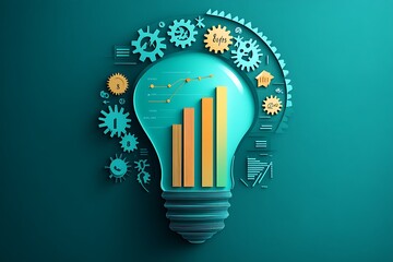 Leinwandbilder - Marketing strategy infographic featuring a lightbulb concept, ideal for business and creativity themes.