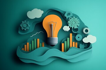 Poster - Infographic depicting a marketing strategy concept with a lightbulb theme, ideal for business presentations.