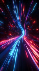 Leinwandbilder - Detailed abstract image depicting motion with glowing effects, emphasizing speed and vibrant colors.