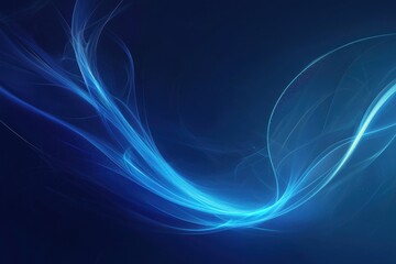Wall Mural - abstract blue wave motion with light trails in dark background