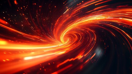 Poster - High-speed motion light streaks with deep red tones in an artistic composition.