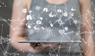 Leinwandbilder -  Ui icon medical in hospital with medical technology network concept