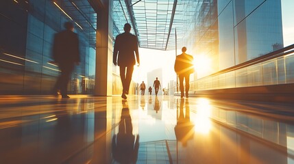 Aufkleber - Futuristic glass corridor in a corporate skyscraper setting, ideal for modern architecture concepts.