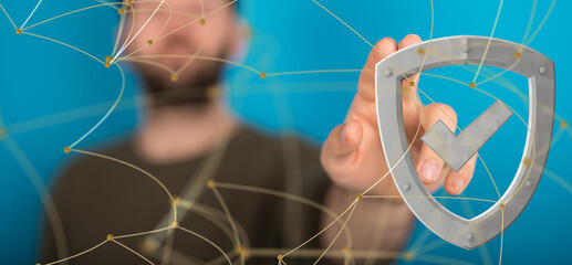 Fototapete - Cybersecurity and information or network protection. Future technology