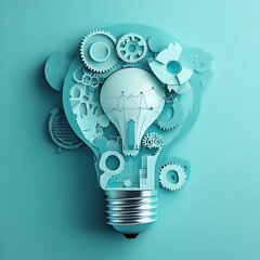 Poster - Creative business innovation concept featuring a lightbulb, symbolizing ideas and entrepreneurship.