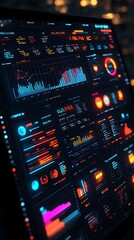 Leinwandbilder - Futuristic data visualization interface with vibrant colors and graphs.