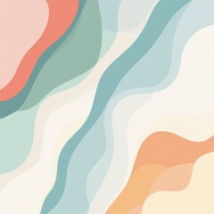 Wall Mural - minimalist abstract organic waves in soft pastel colors design