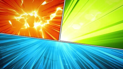 Canvas Print - comic book action animation with energy fx/ animation of a powerful retro 80s textured comic books p