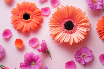 Wall Mural - Close-up shot of flowers on a clean white surface, perfect for still life photography or branding