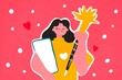 © ADDICTIVE STOCK - Illustration of woman holding shield and sword on pink background