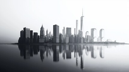 Wall Mural - A clean, monochrome city skyline with no details