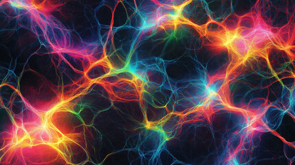 Wall Mural - A fractal explosion of glowing neon patterns.