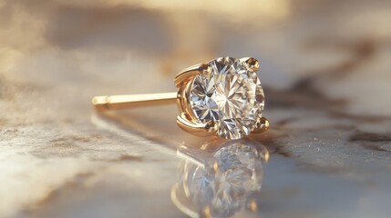 Aufkleber - A close-up shot of a single diamond earring, showcasing its cut and setting, resting on a marble surface with subtle reflections enhancing its shine