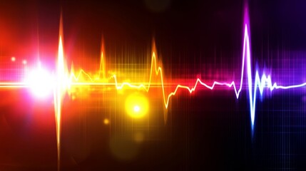 Fototapete - A colorful heartbeat graph flowing smoothly across a digital display, representing the life force and energy of a beating heart in a captivating design