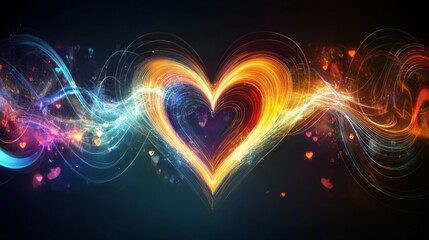 Aufkleber - A conceptual graphic showing a heart wave merging with sound waves, illustrating the connection between heartbeats and sound in a creative visual