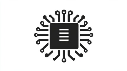 Wall Mural - a simple line icon for a computer chip