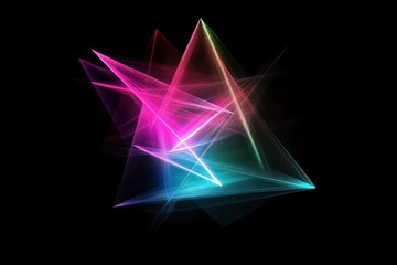 Wall Mural - Abstract glowing triangles, dark background, energy, design