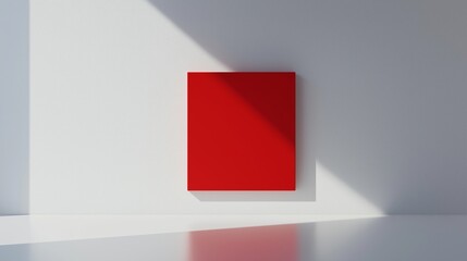 Wall Mural - A lone red square on a pure white canvas.