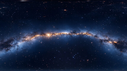 Wall Mural - 360 degree equirectangular projection of a wide cosmos featuring shining stars starry space backdrop