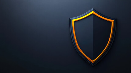 Canvas Print - sleek shield design with orange outline against dark background, symbolizing protection and security. This modern graphic conveys strength and reliability