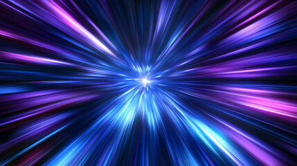 abstract speed of light burst radiating blue purple and white energy beams