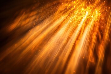 Wall Mural - beautiful golden light rays shining through a dark background