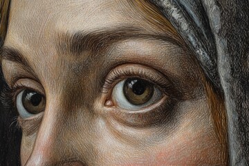 Poster - Close-up of a woman's striking eyes highlighting intricate details and emotions in a serene setting