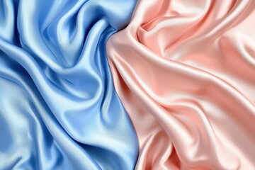 Wall Mural - soft satin fabric in blue and pink draped elegantly on surface