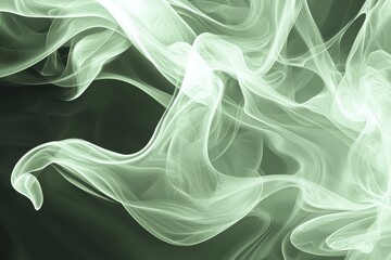 Wall Mural - ethereal green smoke patterns on dark background for creative projects