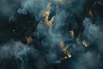 Wall Mural - abstract blue and gold cloudy space background for design projects