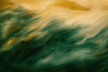 Wall Mural - abstract colorful waves in green and gold tones for background use