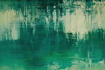 Wall Mural - abstract green painting with textured brush strokes and light tones