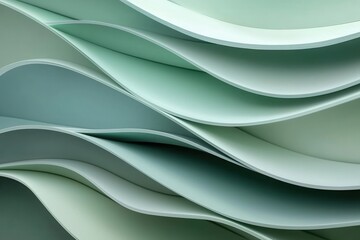 Wall Mural - abstract wavy patterns in soft green hues for backgrounds and design