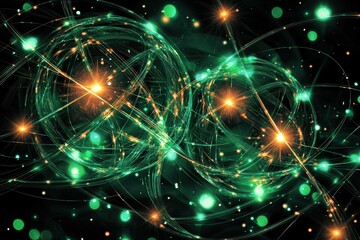Wall Mural - cosmic energy flow with abstract lights and green background design
