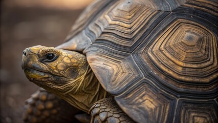 Ancient Mariner: A detailed, close-up shot of a Galapagos tortoise, highlighting its textured shell and wise, observant eyes.