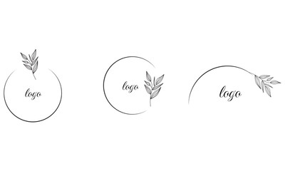 Poster - Floral branch and minimalistic flowers for logo or tattoo. hand drawn wedding grass line