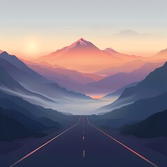 Wall Mural - Serene Mountain Road at Dawn