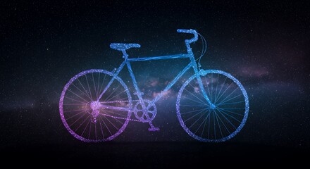 Wall Mural - sparkling bicycle silhouette against a starry night sky background