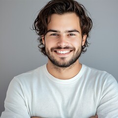 Aufkleber - Smiling young professional guy on plain background.