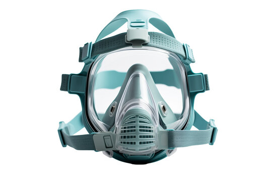elegant turquoise medical oxygen mask for use in the hospital isolated on a transparent background