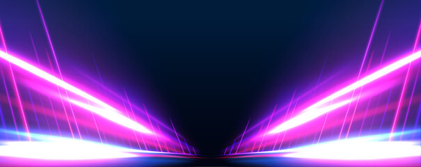 Leinwandbilder - Magic moving fast speed police lines. Laser beams luminous abstract sparkling isolated on a transparent background. Abstract neon color glowing lines background.	