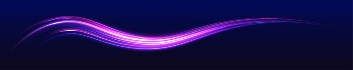 Leinwandbilder - Beautiful glow light flare and spark. Night highway with dynamic light effects, neon purple, blue, and red glowing trails, and futuristic speed motion visualization. 