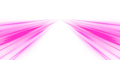 Aufkleber - Horizontal night road in the form of a panorama with neon lights. Car motion trails. Speed line motion vector PNG background.	
